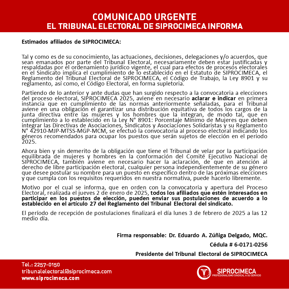 COMUNICADO URGENTE